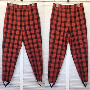Vintage high waisted red plaid stirrup pants